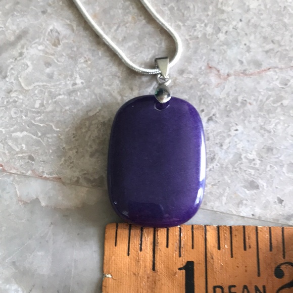 Stunning Purple Stone Pendant Necklace 18” Chain - Picture 4 of 7